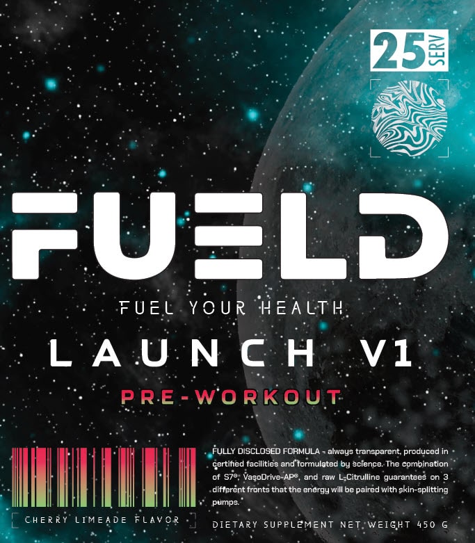 FUELD Launch V1 Pre-Workout, (Cherry Limeade) Insane Energy Blend, Out Of This World Pump Matrix 25/50 servings