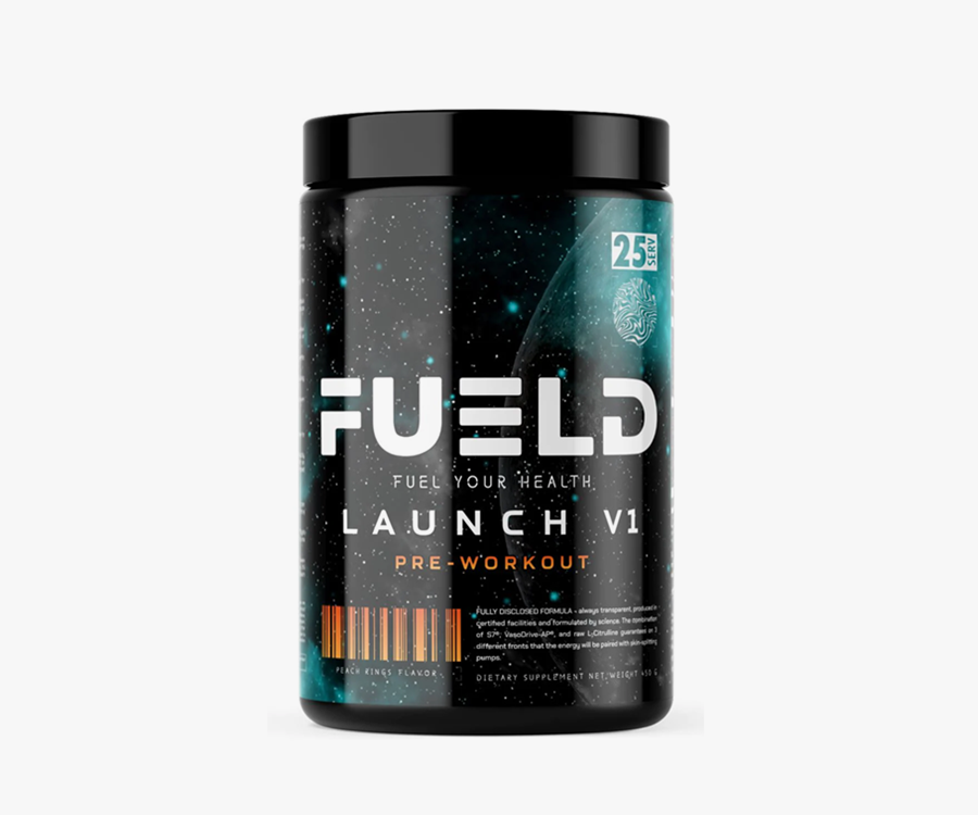 FUELD Launch V1 Pre-Workout, Insane Energy Blend, Out Of This World Pump Matrix 25/50 servings (Peach Rings)