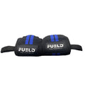 Black wrist wrap with blue stripes and 'FUEL'D logo on a metallic surface