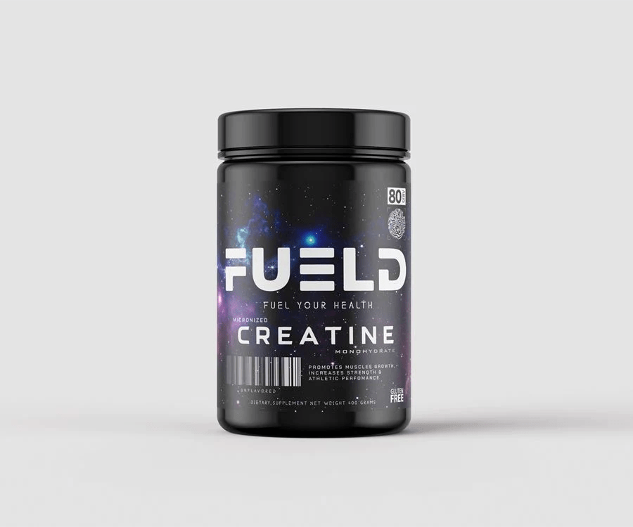 FUELDFUELD Creatine Monohydrate Micronized (400g 80 Servings) front of container