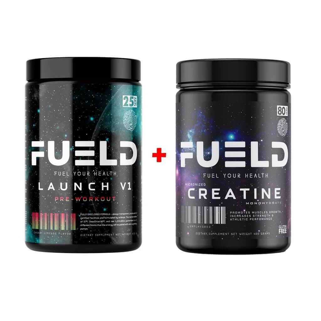 The Muscle Builder LAUNCH V1 – includes PRE workout and Creatine supplement